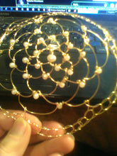 Load image into Gallery viewer, Lightweight Freshwater Pearl and Gold Kippah or DIY Wedding Veil
