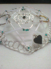 Load image into Gallery viewer, The Healed Heart Mandala Kippah made with repurposed  and leftover beads and a heart charm
