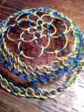 Load image into Gallery viewer, Ukrainian Colors Kippah, Blue and Yellow Wire Kippah, Repurposed Phone Cord Wire
