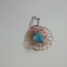 Load image into Gallery viewer, Blue oval crystal earings are wrire wrapped and has a hook attachment
