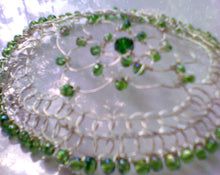 Load image into Gallery viewer, Emerald green beaded wire kippah
