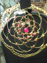 Load image into Gallery viewer, Ruby and Gold Juliet Cap Kippah
