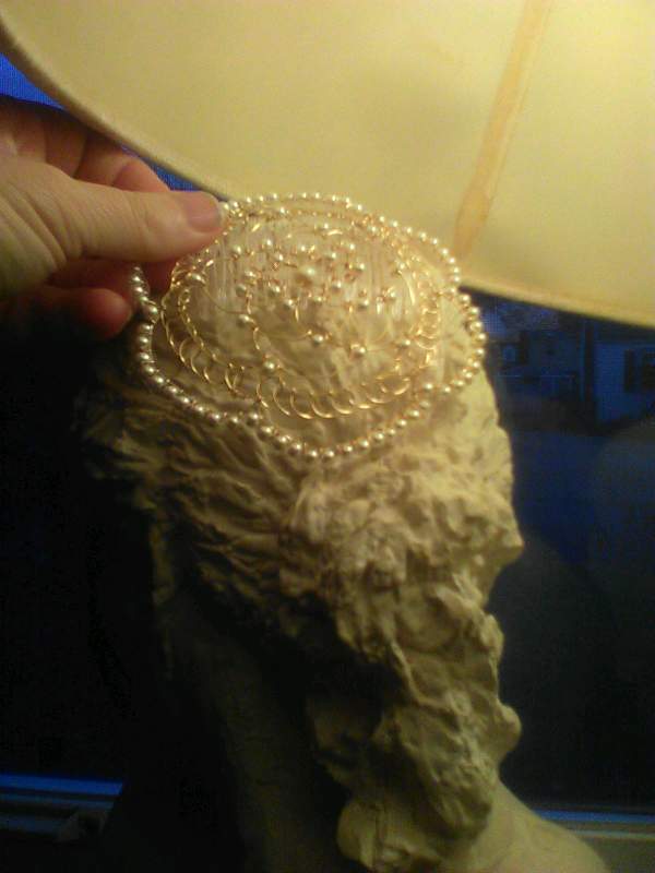 Flower shaped Juliet Cap Kippah with Gold Wire and Pearl Beading