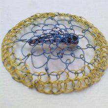 Load image into Gallery viewer, Blue and Yellow Wire Kippah
