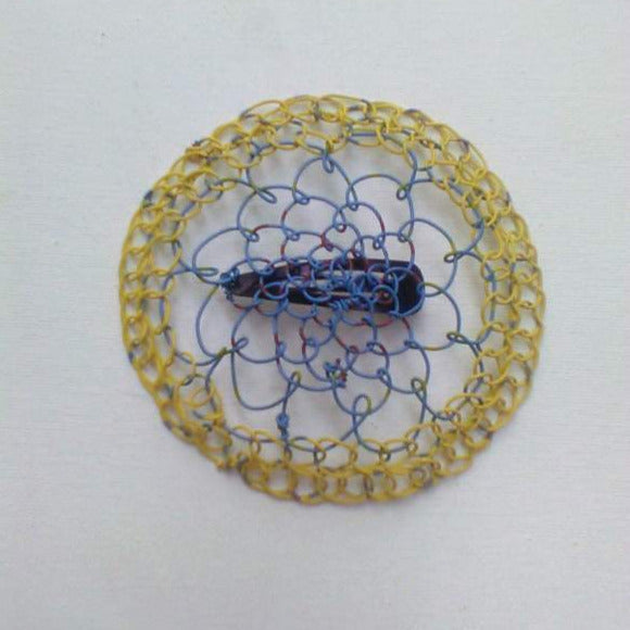 Blue and Yellow Wire Kippah