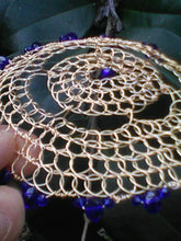 Load image into Gallery viewer, Sapphire and Gold  Kippah, Beaded Wire Yarmulke for Woman
