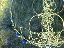Load image into Gallery viewer, Dinah Kippah Headress in Gold and Lapis

