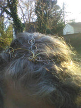 Load image into Gallery viewer, Wire priestess tiara headpiece with repurposed  jet dangle
