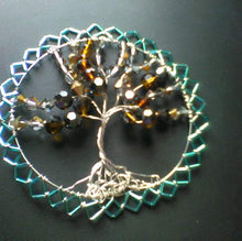 Load image into Gallery viewer, Amber, Blue and Silver TOL wall hanging or kippah MADE TO ORDER
