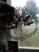Load image into Gallery viewer, Amber, Blue and Silver TOL wall hanging or kippah MADE TO ORDER
