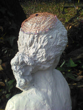 Load image into Gallery viewer, Copper  wire kippah with purple crystal focal and pink/purple/multi seed beads on bust
