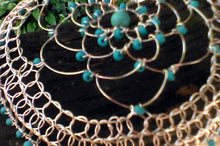 Load image into Gallery viewer, Turquoise and Silver Beaded Kippah, Renaissance headcap
