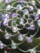 Load image into Gallery viewer, Lavender and crystal beaded wire kippah for women
