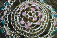 Load image into Gallery viewer, Closeup of teal and pink kippah
